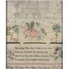 Image 1 : A George IV sampler, worked with alphabet, numerals, verse, deer, hunting dog and basket of flowe...