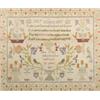 Image 1 : An 1837-1887 Jubilee sampler, worked with a verse, animal, bird and floral motifs within a broad...