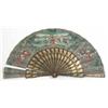 Image 1 : A Cantonese fan, having floral gilded and rust-red lacquered sticks and guards and a painted pape...