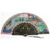 Image 1 : A Cantonese fan, having gilded black lacquered sticks and guards and a painted paper leaf depicti...