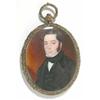 Image 1 : Victorian School watercolour on ivory miniature, Portrait of a gentleman, Oval, 2.25 x 2 ins....