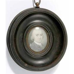 18th C. English School watercolour on ivory miniature, Portrait of Mr Timothy Curtis, on his wedd...