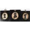 Victorian School three painted silhouettes, Admiral Sir Thomas Collier and two ladies, Ovals, lar...
