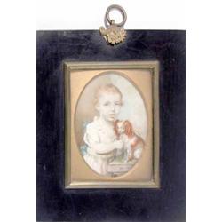 Miss Diana Dietz (Mrs Diana Hill) d.1844. watercolour on ivory miniature, Portrait of a child and...