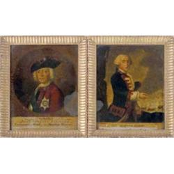Daw after Hudson pair of reverse prints on glass, Sir Charles Hardy and John Viscount Ligonier, 6...