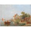 William Dommersen (1850-1927) pair of oils on canvas, 'On The Amstel' and 'N.Shiedam, Holland', s...