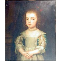 18th C English School oil on canvas, Portrait of a girl wearing a pearl necklace, 24.5 x 20 ins....