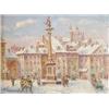 Polish School oil on board, Winter town scene, indistinctly signed, 7 x 9.5 ins....