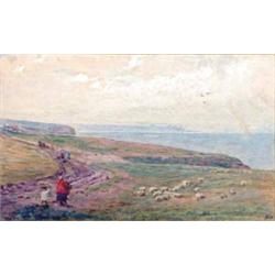 Albert Goodwin (1845-1932) watercolour, The South Foreland, monogrammed and dated 1888, 6.75 x 11...