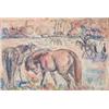 Orovida Pissarro (1893-1968) unframed watercolour, Horses in a field, monogrammed and dated 1909,...