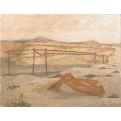 Prunella Clough (1919-2000) oil on board, 'Deserted Gravel Pit', signed, 15 x 19.5 ins....