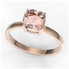 Image 2 : 1.50 CTW Cushion Cut Morganite Solitaire Engagement Ring 14K Rose Gold - REF-33X3T - 22151
