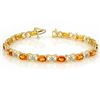 Image 1 : 10.15 CTW Orange Sapphire & Diamond Bracelet 14K Yellow Gold - REF-86W9F - 11671