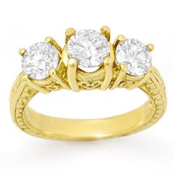 1.50 CTW Certified VS/SI Diamond 3 Stone Ring 14K Yellow Gold - REF-236F5N - 14308