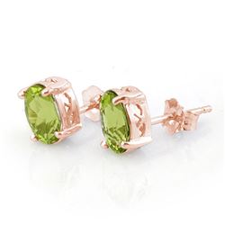 2.0 CTW Peridot Solitaire Stud Earrings 14K Rose Gold - REF-23K3W - 10279