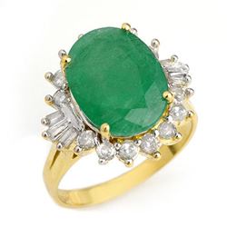 5.98 CTW Emerald & Diamond Ring 14K Yellow Gold - REF-141F8N - 12951