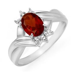 1.04 CTW Garnet & Diamond Ring 10K White Gold - REF-14A5X - 12509