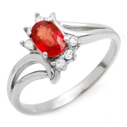 0.70 CTW Red Sapphire & Diamond Ring 10K White Gold - REF-17F6N - 10228