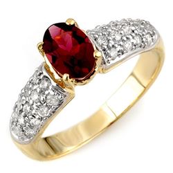 1.50 CTW Pink Tourmaline & Diamond Ring 10K Yellow Gold - REF-52W8F - 10954