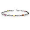 Image 1 : 3.07 CTW Multi-Sapphire & Diamond Bracelet 10K White Gold - REF-40H9A - 13853