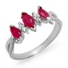 Image 1 : 0.57 CTW Ruby & Diamond Ring 18K White Gold - REF-29T6M - 12701