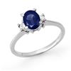 Image 1 : 1.04 CTW Blue Sapphire & Diamond Ring 18K White Gold - REF-41W8F - 12360