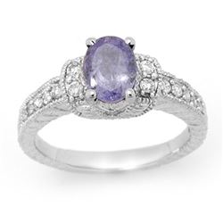 2.0 CTW Tanzanite & Diamond Ring 18K White Gold - REF-79M3H - 14250