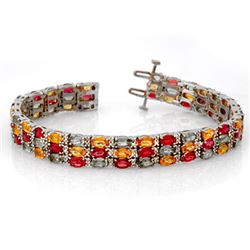 32.26 CTW Multi-Sapphire & Diamond Bracelet 14K White Gold - REF-407W8F - 11731