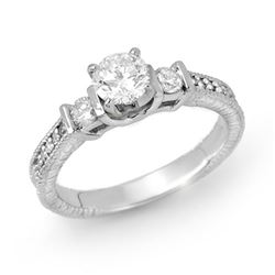 0.90 CTW Certified VS/SI Diamond Solitaire Ring 18K White Gold - REF-154X5T - 14261