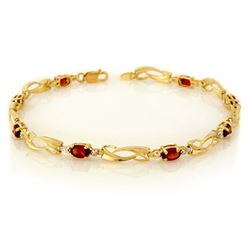 2.02 CTW Garnet & Diamond Bracelet 10K Yellow Gold - REF-26H2A - 10549