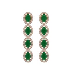 6.47 CTW Emerald & Diamond Halo Earrings 10K Rose Gold - REF-114H2A - 40503
