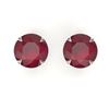 Image 1 : 4 CTW Ruby Designer Inspired Solitaire Stud Earrings 18K White Gold - REF-34A5X - 21838