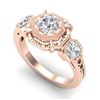 Image 1 : 1.01 CTW VS/SI Diamond Solitaire Art Deco 3 Stone Ring 18K Rose Gold - REF-200Y2K - 36882