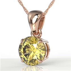 2 CTW Citrine Designer Inspired Solitaire Necklace 14K Rose Gold - REF-24M4H - 22017