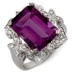 9.25 CTW Amethyst & Diamond Ring 14K White Gold - REF-57W8F - 11239