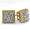 Image 1 : 1.0 CTW VS/SI Princess Diamond Stud Solitaire Earrings 18K Yellow Gold - REF-187W5F - 35962