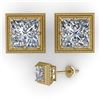Image 2 : 1.0 CTW VS/SI Princess Diamond Stud Solitaire Earrings 18K Yellow Gold - REF-187W5F - 35962