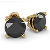 Image 1 : 1.0 CTW Black Diamond Stud Designer Earrings 18K Yellow Gold - REF-41T6M - 32269