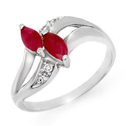 0.62 CTW Ruby & Diamond Ring 18K White Gold - REF-29K8W - 12741