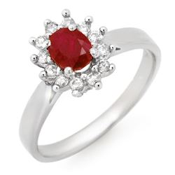 0.70 CTW Ruby & Diamond Ring 14K White Gold - REF-26W4F - 14059