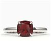 Image 1 : 1.50 CTW Cushion Cut Garnet Designer Engagement Ring 18K White Gold - REF-33H3A - 22143