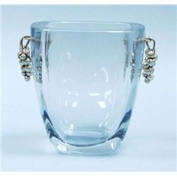 A heavy Scandinavian crystal ice bucket with...
