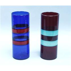 VENINI - Two Italian "A Fasce" coloured glass...