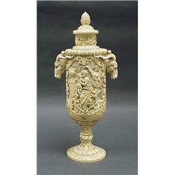 An important antique German carved ivory cove...