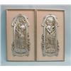 Image 1 : ART NOUVEAU - A pair of framed silvered plaqu...
