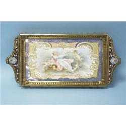An antique French hand painted Sevres porcela...