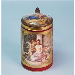 An antique Viennese porcelain tankard. Hand p...
