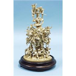 An important Japanese hand carved ivory figur...