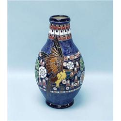 ART DECO - AMPHORA. A large faience vase. Han...