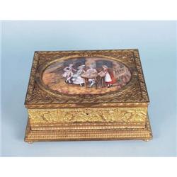 A rare antique French gilt bronze and enamel...